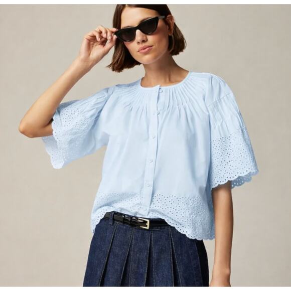 J. Crew Tops - J.Crew Jolie Eyelet Cotton Poplin Top Size 3X NWT Style CA974